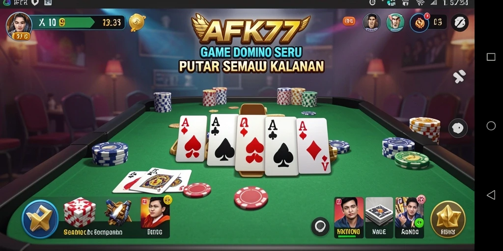 Tampilan gameplay seru dari AFK77 dalam permainan Domino.