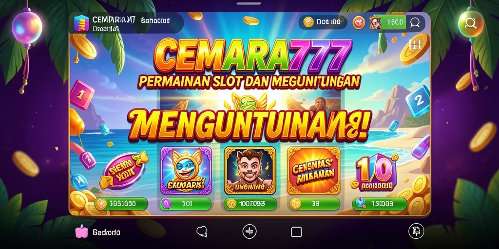 Screenshot gameplay CEMARA777 dengan gulungan slot yang mengasyikkan.