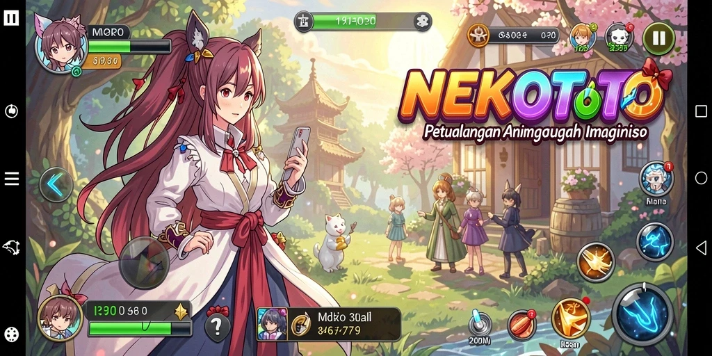 Tampilan gameplay <strong>NEKOTOTO</strong> yang penuh warna dan mengasyikkan.