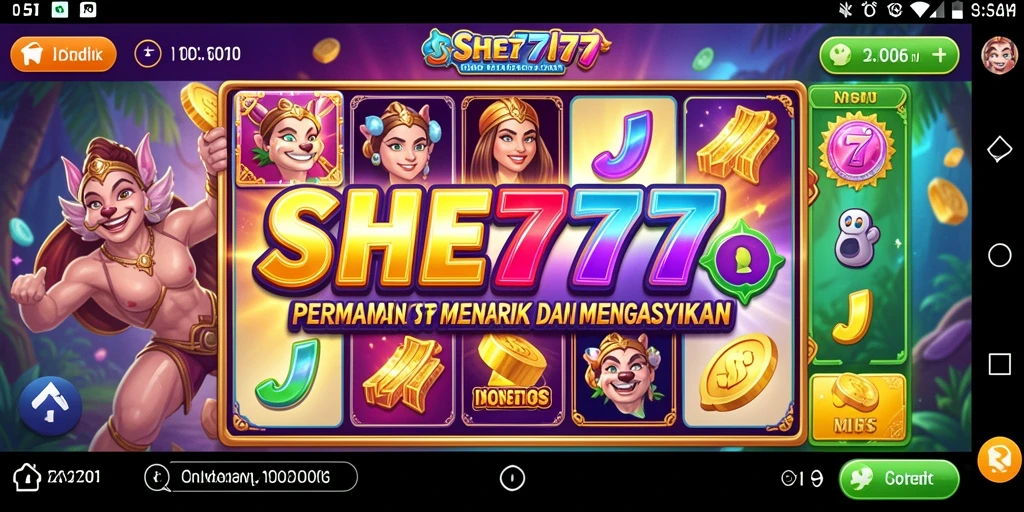 Screenshot gameplay SHE777 dengan tema slot yang menarik.