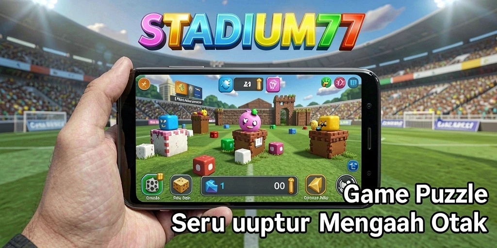 Tampilan gameplay STADIUM77 yang penuh warna dan menantang.