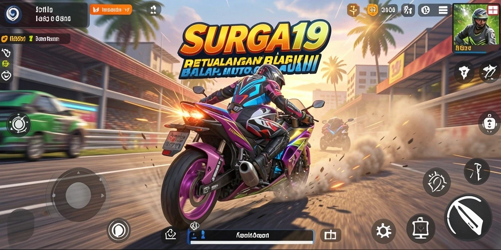Gameplay seru balapan motor di SURGA19.